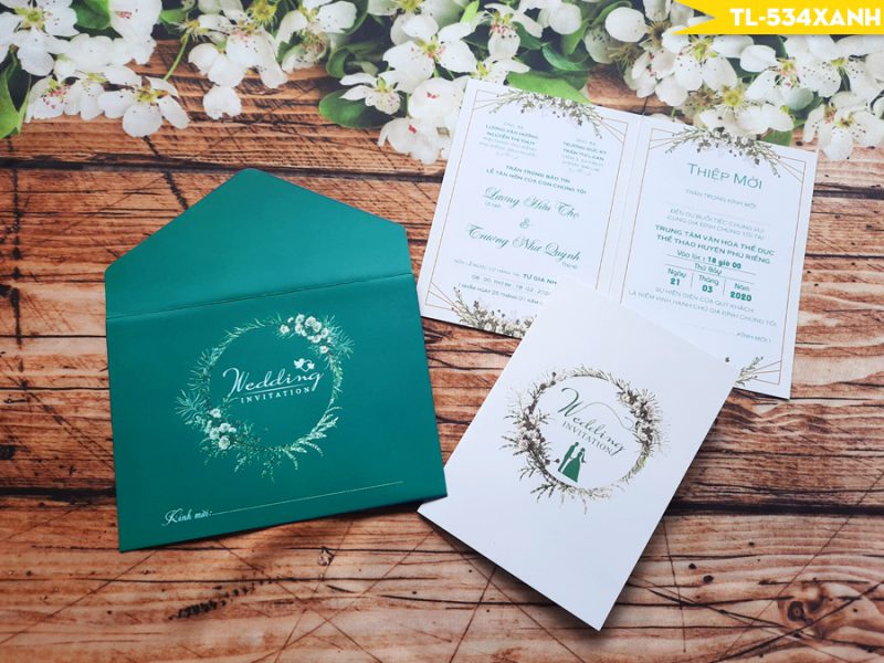 Thiệp cưới màu xanh lá cây  Xu hướng độc đáo cho ngày trọng đại