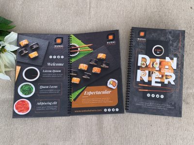 Menu Nhà hàng bìa bồi lò xo mã MN-03