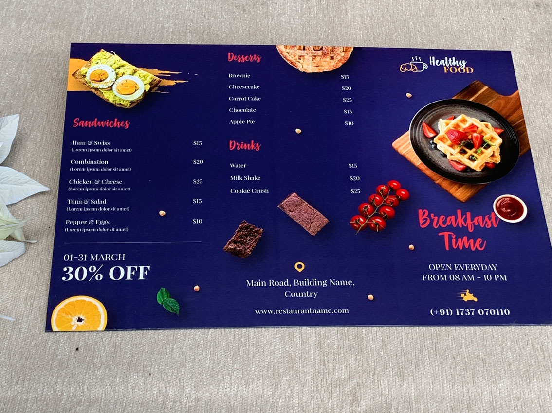 Menu Nhà hàng bìa bồi xếp 3 MN-06
